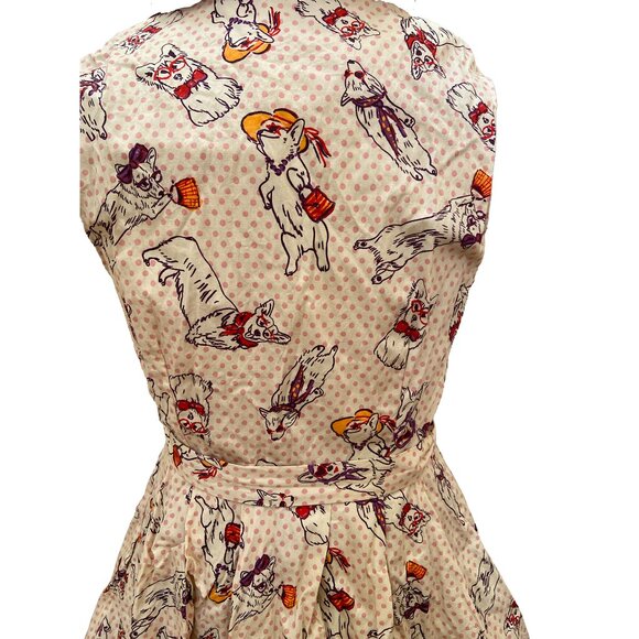 Modcloth Corgi dog dress, cotton sleeveless, fit & flare, lined. S Adorable! - Picture 5 of 7
